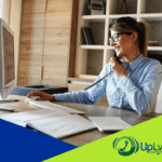 image of a happy caller on a voip phone