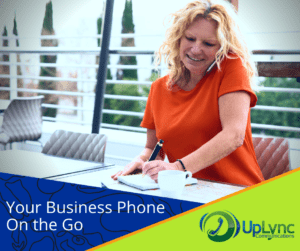 Woman talking on voip business softphone