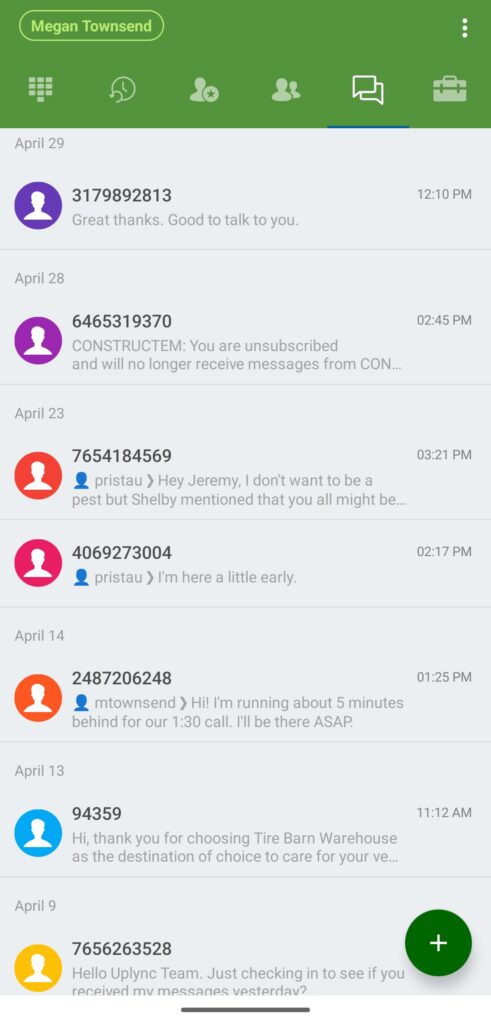 UpLync Softphone Messaging Screenshot